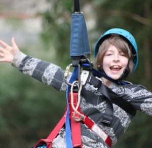 Younger boy on the flying fox